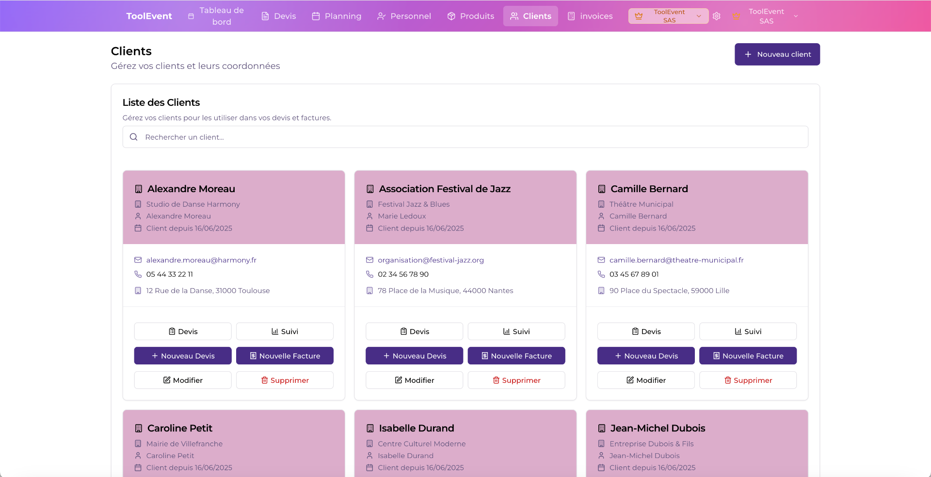 Gestion des clients